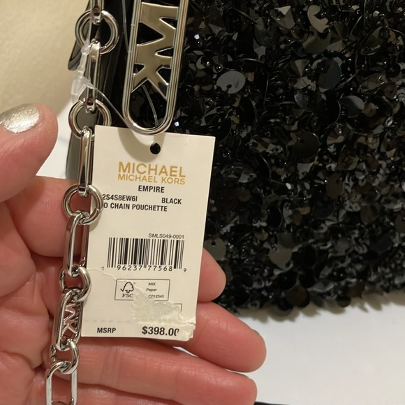 Michael Kors Empire MD chain pouchette Black sequined bag - Picture 11 of 11